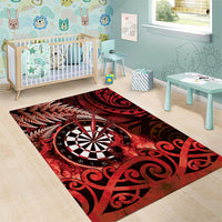 New Zealand Darts Area Rug Maori Koru Dartboard Red Flame