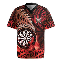 Personalised New Zealand Darts Rugby Jersey Maori Koru Dartboard Red Flame