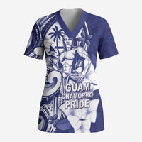 Guam Chief Quipuha Scrub Top Polynesian Pattern With Guasali Flowers - Polynesian Pride