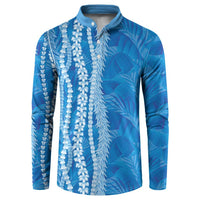 Hawaii Prince Kuhio Button Sweatshirt Blue Hawaiian Lau Maia With Leis