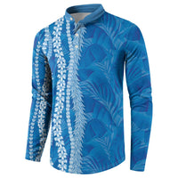 Hawaii Prince Kuhio Button Sweatshirt Blue Hawaiian Lau Maia With Leis