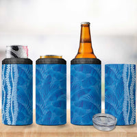 Hawaii Prince Kuhio 4 in 1 Can Cooler Tumbler Blue Hawaiian Lau Maia With Leis