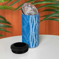 Hawaii Prince Kuhio 4 in 1 Can Cooler Tumbler Blue Hawaiian Lau Maia With Leis