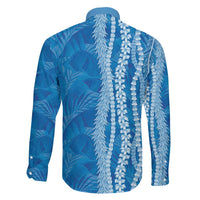 Hawaii Prince Kuhio Family Matching Long Sleeve Bodycon Dress and Hawaiian Shirt Blue Hawaiian Lau Maia With Leis LT05 - Polynesian Pride