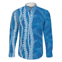 Hawaii Prince Kuhio Family Matching Short Sleeve Bodycon Dress and Hawaiian Shirt Blue Hawaiian Lau Maia With Leis LT05 Dad's Shirt - Long Sleeve Blue - Polynesian Pride