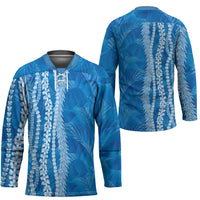 Hawaii Prince Kuhio Hockey Jersey Blue Hawaiian Lau Maia With Leis