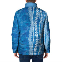 Hawaii Prince Kuhio Padded Jacket Blue Hawaiian Lau Maia With Leis