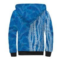 Hawaii Prince Kuhio Sherpa Hoodie Blue Hawaiian Lau Maia With Leis