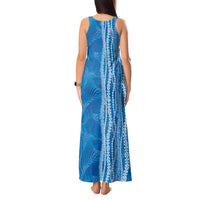 Hawaii Prince Kuhio Tank Maxi Dress Blue Hawaiian Lau Maia With Leis