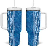 Hawaii Prince Kuhio Tumbler With Handle Blue Hawaiian Lau Maia With Leis
