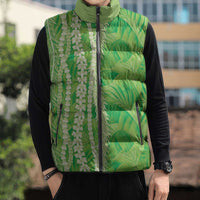 Hawaii Prince Kuhio Sleeveless Puffer Jacket Lime Green Hawaiian Lau Maia With Leis