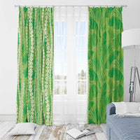 Hawaii Prince Kuhio Window Curtain Lime Green Hawaiian Lau Maia With Leis