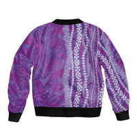 Hawaii Prince Kuhio Bomber Jacket Violet Hawaiian Lau Maia With Leis