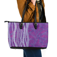 Hawaii Prince Kuhio Leather Tote Bag Violet Hawaiian Lau Maia With Leis
