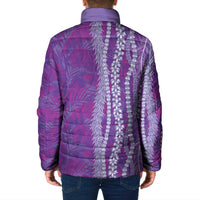 Hawaii Prince Kuhio Padded Jacket Violet Hawaiian Lau Maia With Leis