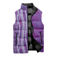 Hawaii Prince Kuhio Sleeveless Puffer Jacket Violet Hawaiian Lau Maia With Leis
