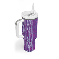 Hawaii Prince Kuhio Tumbler With Handle Violet Hawaiian Lau Maia With Leis