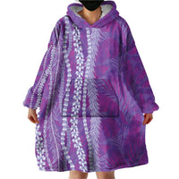 Hawaii Prince Kuhio Wearable Blanket Hoodie Violet Hawaiian Lau Maia With Leis