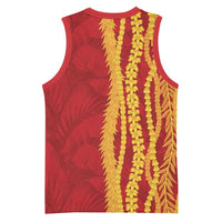 Hawaii Prince Kuhio Basketball Jersey Red Hawaiian Lau Maia With Leis
