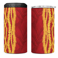 Hawaii Prince Kuhio 4 in 1 Can Cooler Tumbler Red Hawaiian Lau Maia With Leis