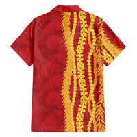 Hawaii Prince Kuhio Family Matching Mermaid Dress and Hawaiian Shirt Red Hawaiian Lau Maia With Leis LT05 - Polynesian Pride