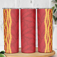 Hawaii Prince Kuhio Skinny Tumbler Red Hawaiian Lau Maia With Leis