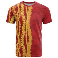 Hawaii Prince Kuhio T Shirt Red Hawaiian Lau Maia With Leis