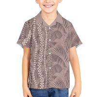 Hawaii Prince Kuhio Family Matching Mermaid Dress and Hawaiian Shirt Mocha Hawaiian Lau Maia With Leis LT05 Son's Shirt Mocha - Polynesian Pride