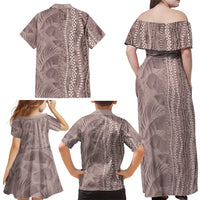 Hawaii Prince Kuhio Family Matching Off Shoulder Maxi Dress and Hawaiian Shirt Mocha Hawaiian Lau Maia With Leis LT05 - Polynesian Pride