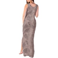 Hawaii Prince Kuhio Tank Maxi Dress Mocha Hawaiian Lau Maia With Leis