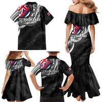 Personalised Hawaii Prince Kuhio Family Matching Mermaid Dress and Hawaiian Shirt Hawaiian Maile Lei LT05 - Polynesian Pride