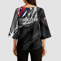 Personalised Hawaii Prince Kuhio Kimono Sleeve Blouse Hawaiian Maile Lei