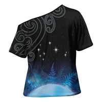New Zealand Matariki Cross Shoulder Shirt Pleiades Star Cluster Blue Galaxy