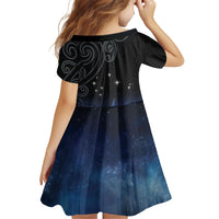 New Zealand Matariki Family Matching Long Sleeve Bodycon Dress and Hawaiian Shirt Pleiades Star Cluster Blue Galaxy LT05 - Polynesian Pride