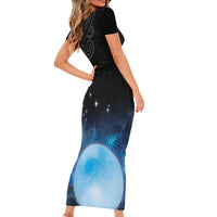 New Zealand Matariki Family Matching Short Sleeve Bodycon Dress and Hawaiian Shirt Pleiades Star Cluster Blue Galaxy LT05 - Polynesian Pride