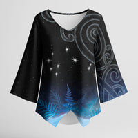 New Zealand Matariki Kimono Sleeve Blouse Pleiades Star Cluster Blue Galaxy