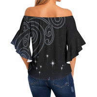 New Zealand Matariki Off Shoulder Wrap Waist Top Pleiades Star Cluster Blue Galaxy LT05 - Polynesian Pride