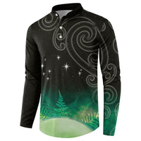 New Zealand Matariki Button Sweatshirt Pleiades Star Cluster Green Galaxy