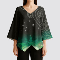New Zealand Matariki Kimono Sleeve Blouse Pleiades Star Cluster Green Galaxy