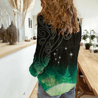 New Zealand Matariki Women Casual Shirt Pleiades Star Cluster Green Galaxy LT05 - Polynesian Pride