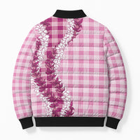 Pink Hawaii Palaka Bomber Puffer Jacket Hawaiian Honohono Lei