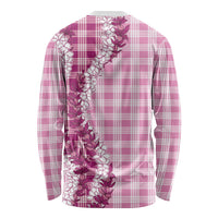 Pink Hawaii Palaka Long Sleeve Shirt Hawaiian Honohono Lei