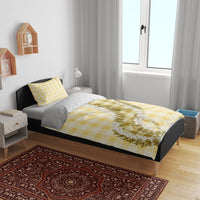 Yellow Hawaii Palaka Bedding Set Hawaiian Honohono Lei