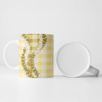 Yellow Hawaii Palaka Ceramic Mug Hawaiian Honohono Lei