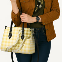 Yellow Hawaii Palaka Leather Bag Hawaiian Honohono Lei