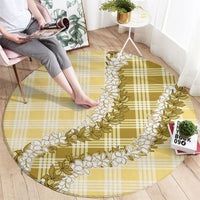 Yellow Hawaii Palaka Round Carpet Hawaiian Honohono Lei