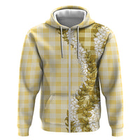 Yellow Hawaii Palaka Zip Hoodie Hawaiian Honohono Lei