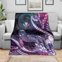 Hawaiian Monk Seal Blanket Kakau Tribal Pattern Violet Gradient