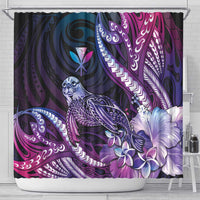 Hawaiian Monk Seal Shower Curtain Kakau Tribal Pattern Violet Gradient