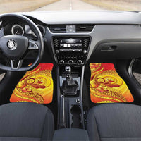 Vanuatu 46 Yia Indipendens Anivesari Car Mats Tamtam Drum With Boar Tusk LT05 Set 2pcs - Front Yellow - Polynesian Pride